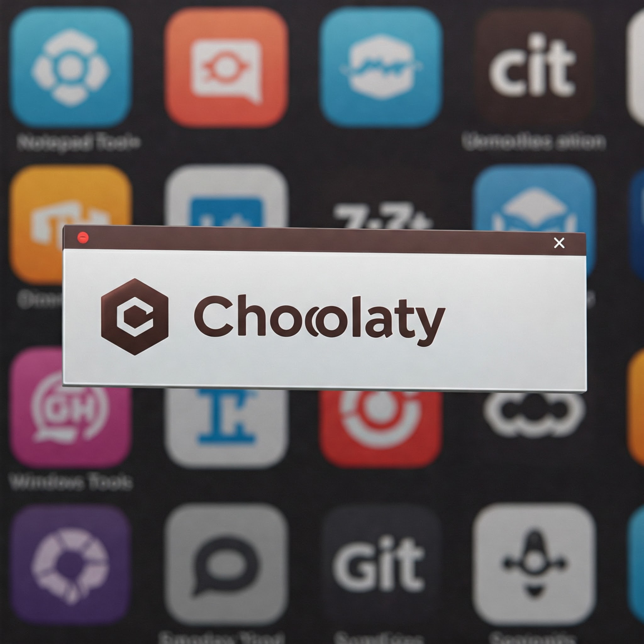 Abstrakte Darstellung der einfachen Softwareinstallation unter Windows mit Chocolatey.